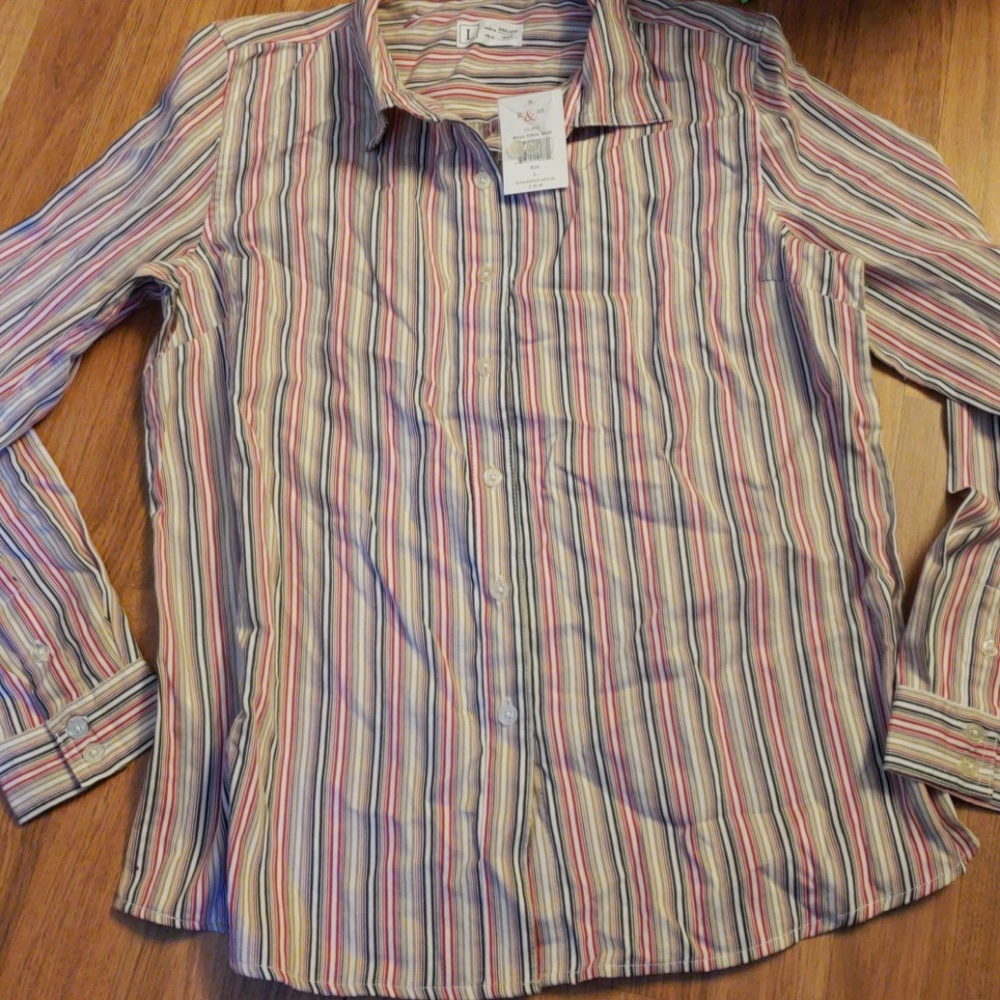 Women large striped button down top